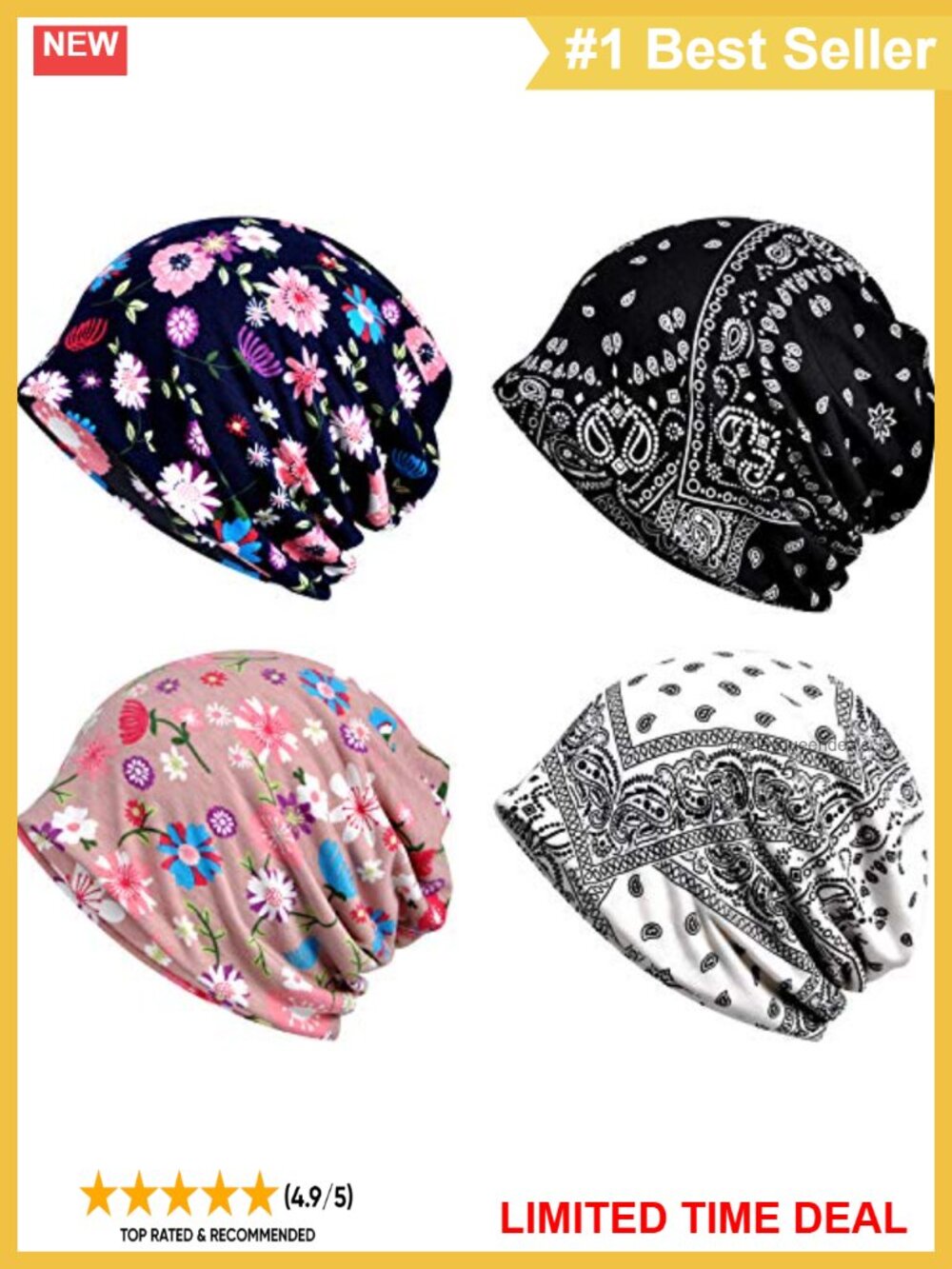 Cotton Slouchy Open Top Beanie Cap Scarf Set Chemo Headwear